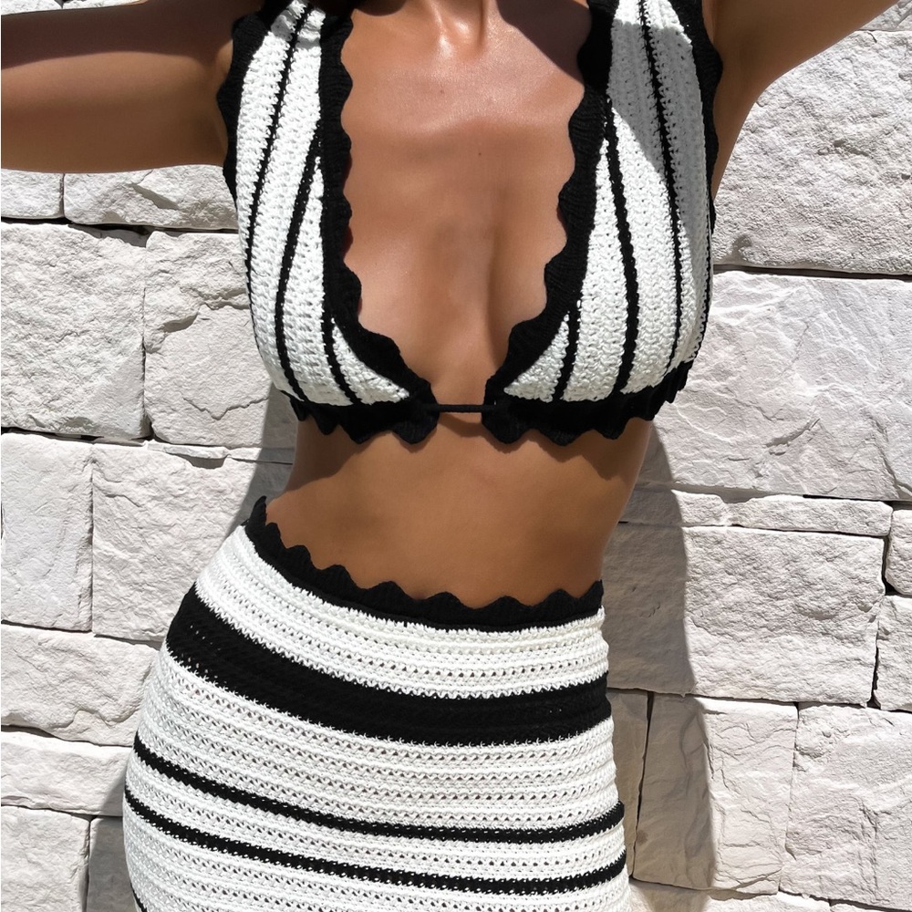 Meshki Striped Knit Skirt Set